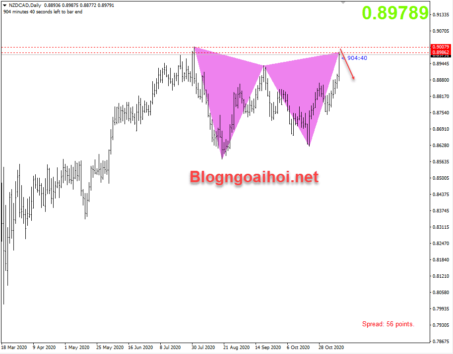 NZDCAD 11/11- mô hình harmonic giảm