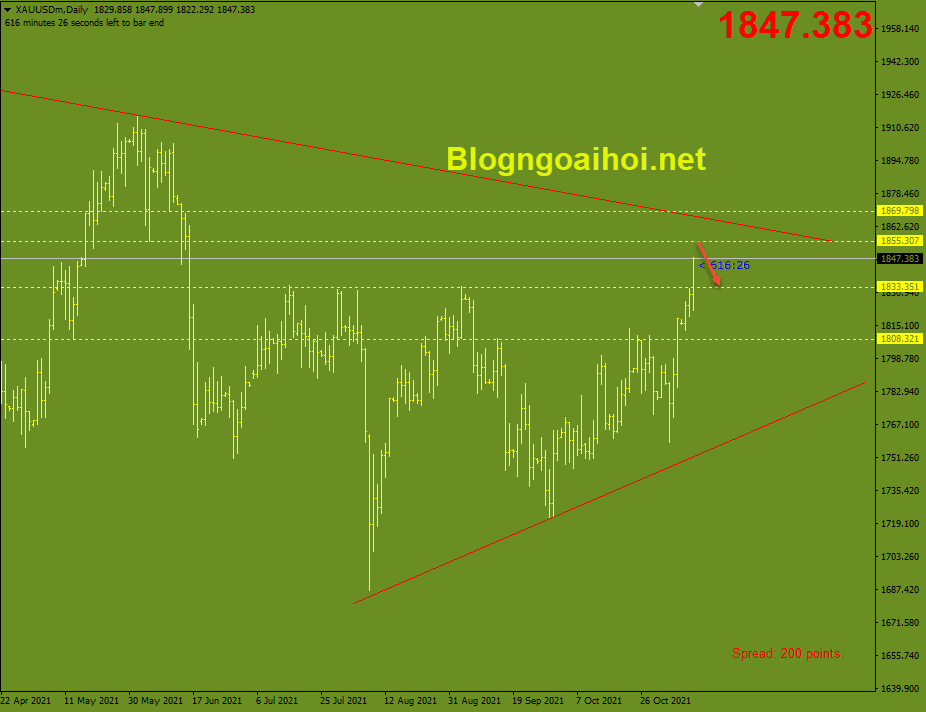 Vàng phiên mỹ 10/11