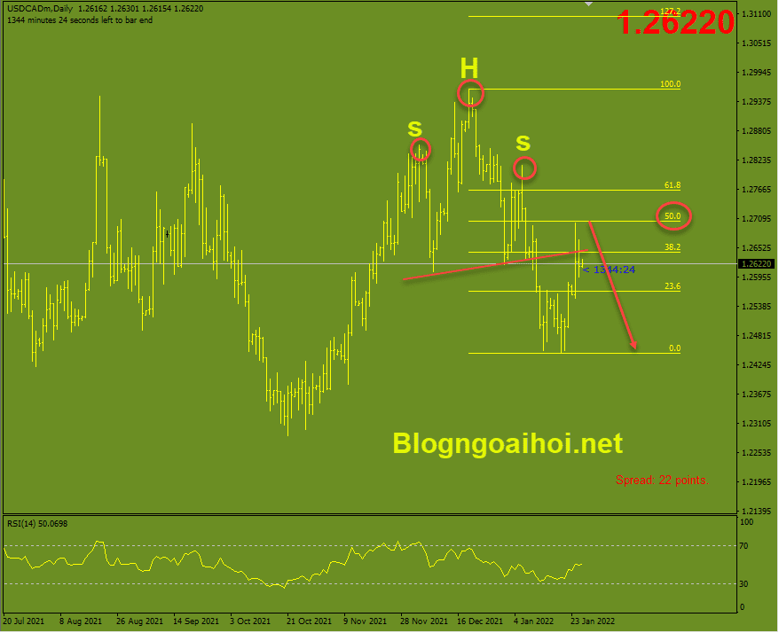 Phân tích USDCAD 26/1 - Vai đầu vai