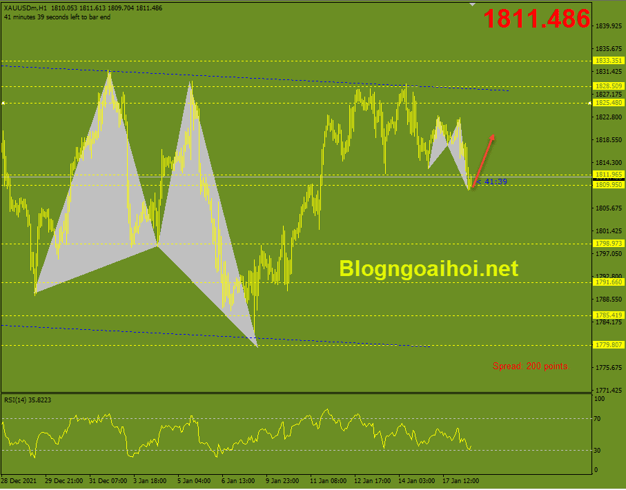 Vàng 18/1-Bullish butterfly