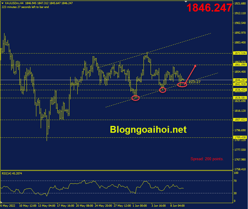 Phân tích Vàng 10/6 - Kênh giá tăng