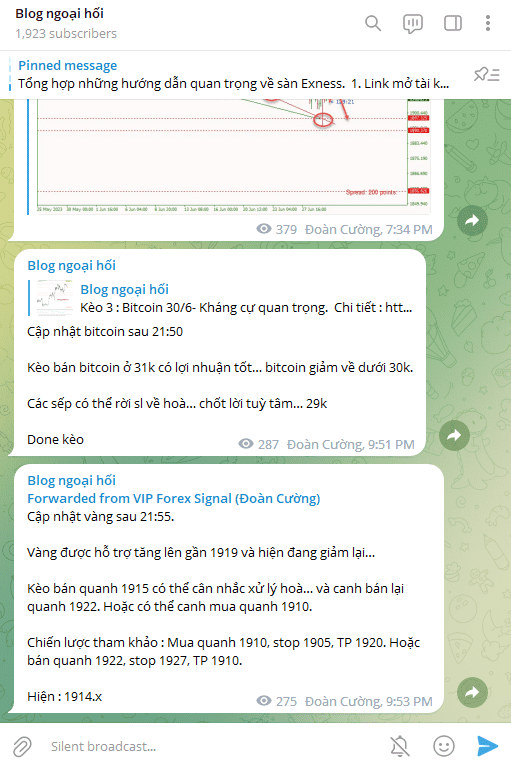 Telegram cập nhật vàng