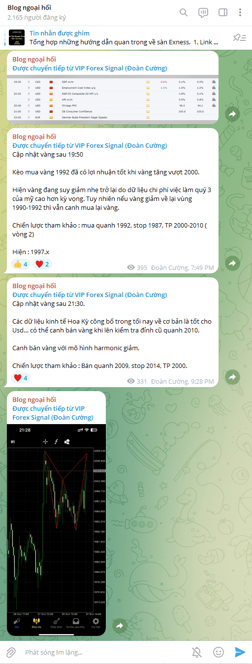 telegram cập nhật vàng