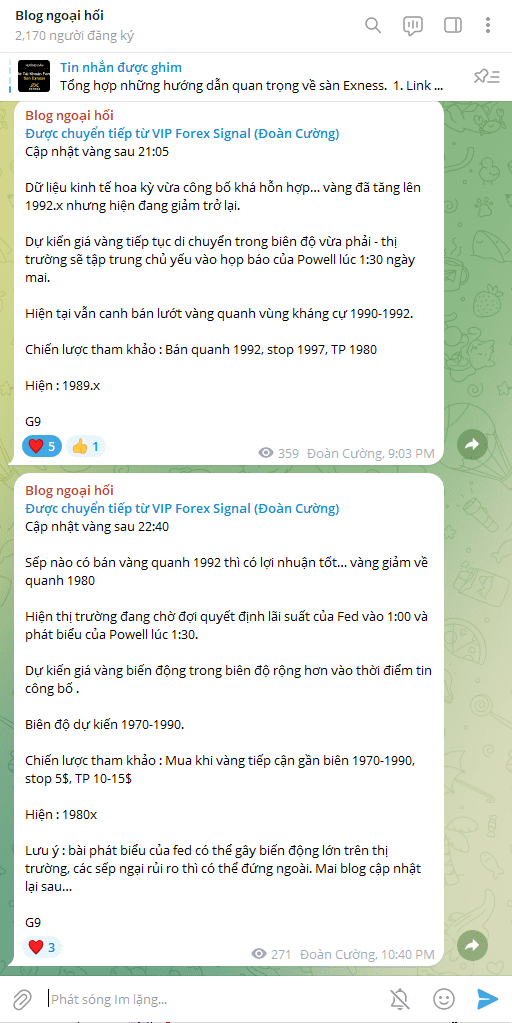 Telegram cập nhật vàng 1/11