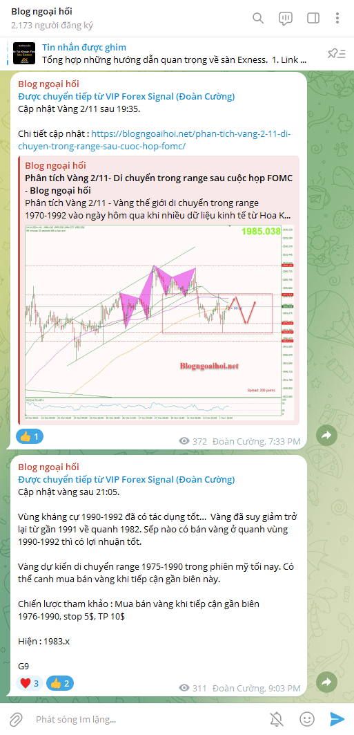 Telegram cập nhật vàng 2/11