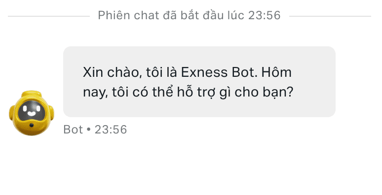 Chatbot Exness có mặt 24/7